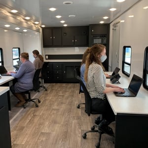 Lodging Solutions and Industrial Tents Mobile Office Trailers - Interior with People Lodging Solutions and Industrial Tents Mobile Office Trailers - Interior with People
