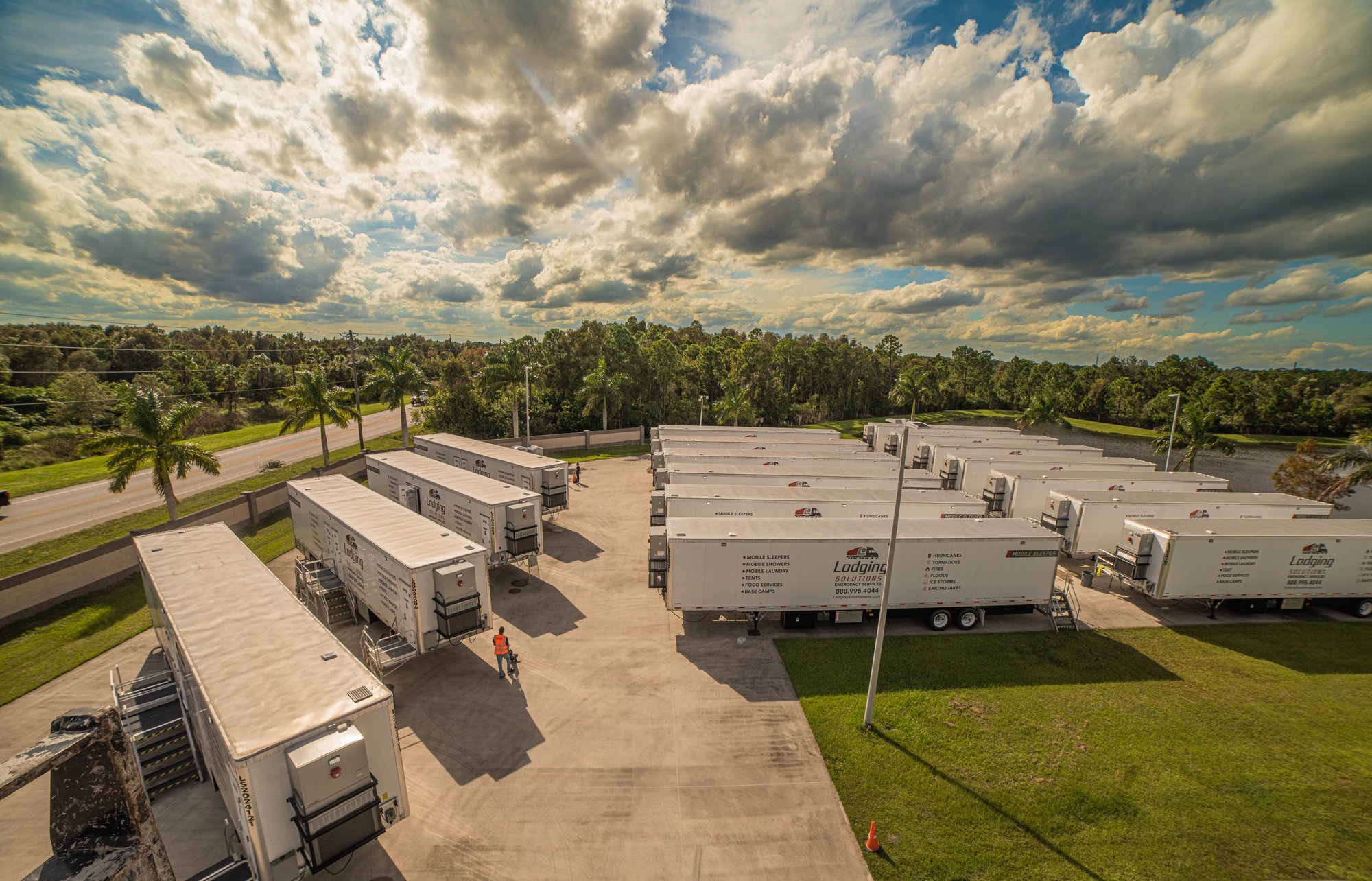 Lodging Solutions and Industrial Tent Systems Hurricane Ian Recovery Project Highlight - Mobile Lodging Mobile Sleeper Trailers
