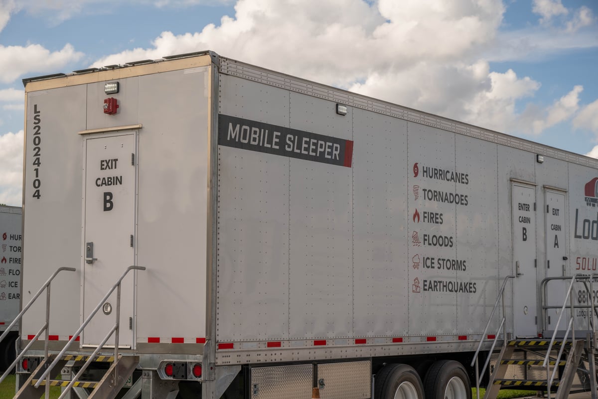 Lodging Solutions and Industrial Tent Systems Hurricane Ian Recovery Project Highlight - Mobile Lodging Mobile Sleeper Trailers