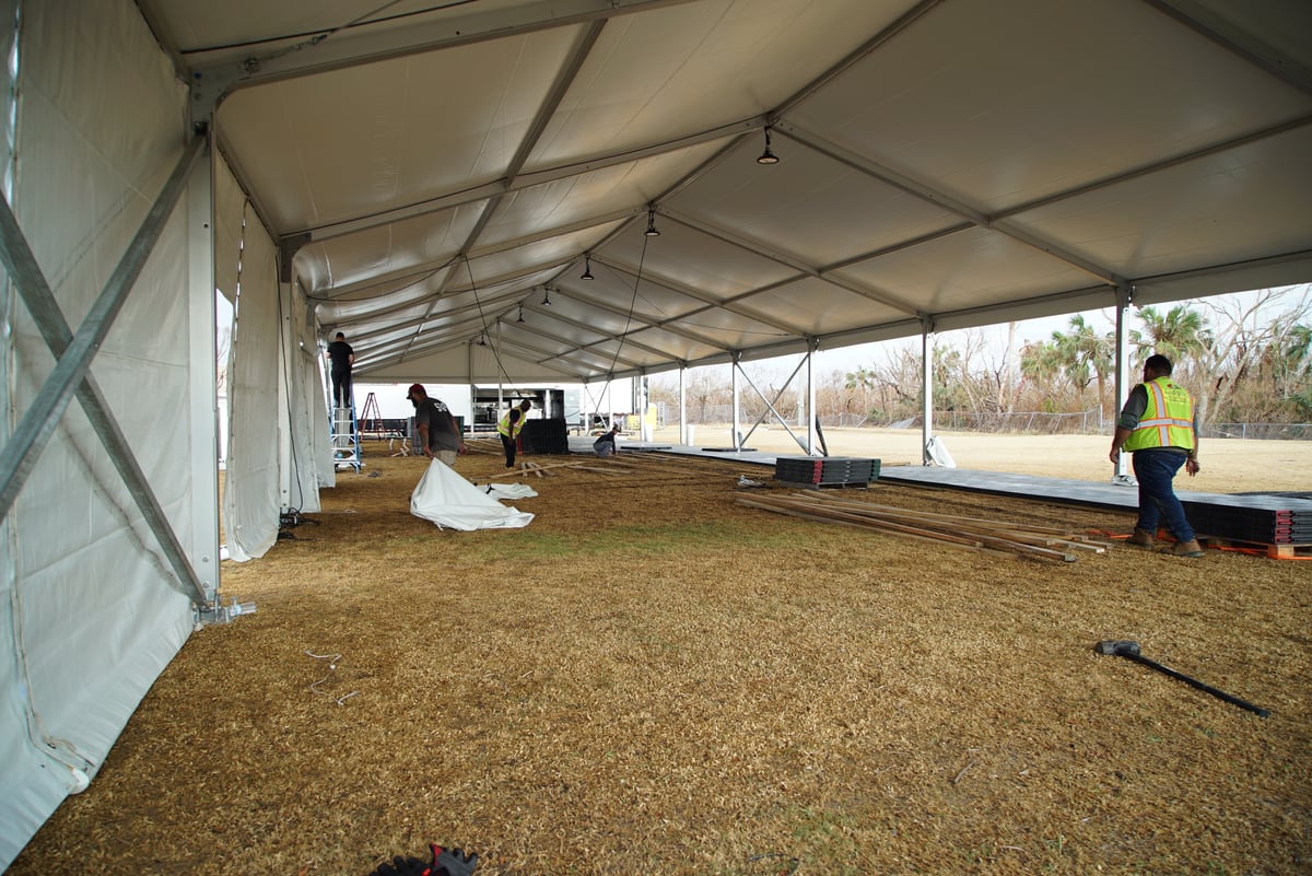 Lodging Solutions and Industrial Tents - Case Study Photo - Hurricane Ian Recovery Support Project - INTERNAL TENT PHOTO